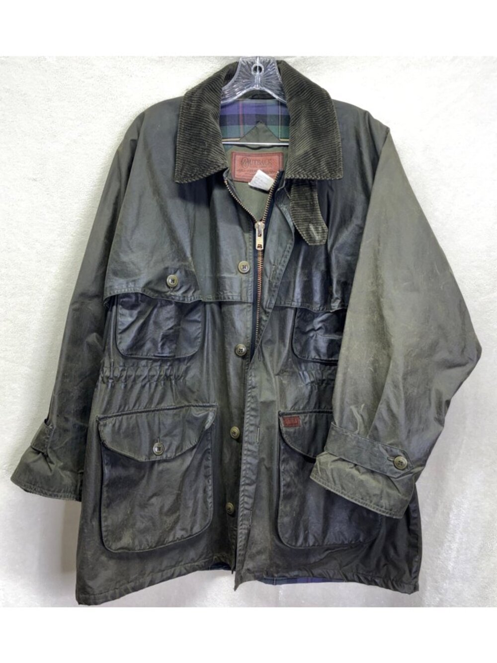 VTG 90s Outback Trading Wetlands Jacket Green Oilskin Wax Western Coat Men S #o